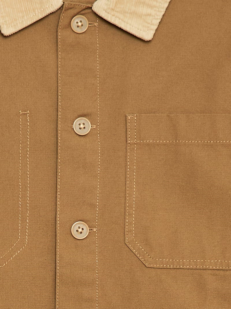 Surchemise avec col côtelé Beige - Kiabi