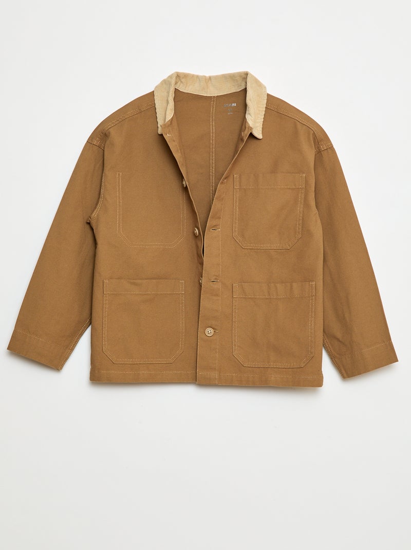 Surchemise avec col côtelé Beige - Kiabi