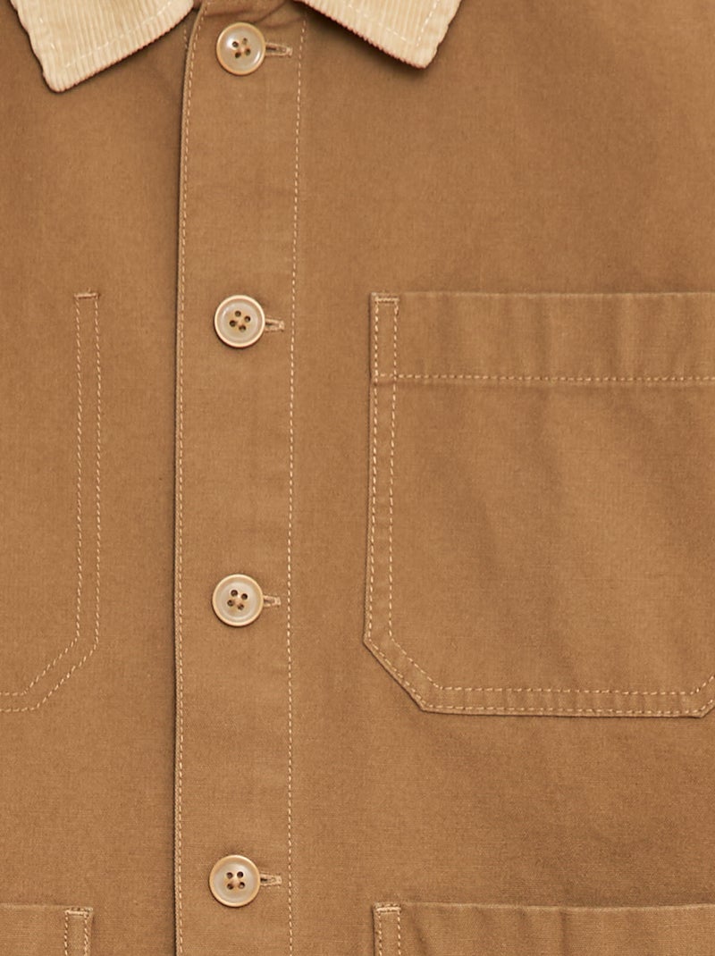 Surchemise avec col côtelé Beige - Kiabi