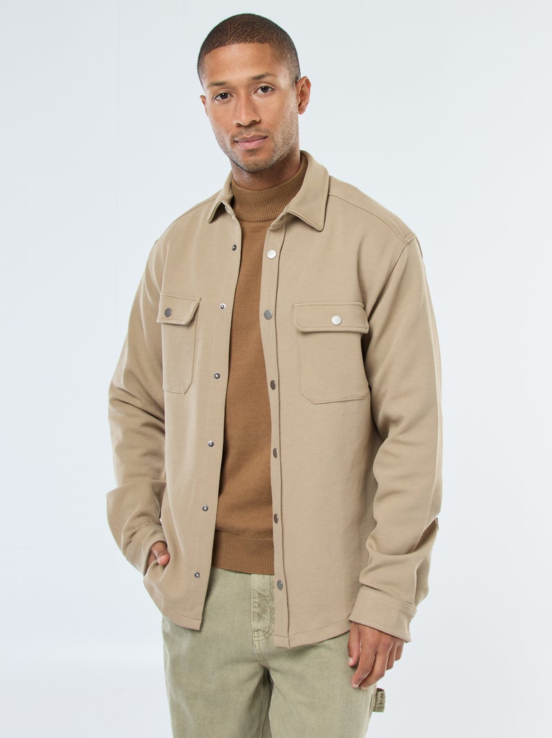 Surchemise avec ouverture pressionnée et 2 poches poitrine Beige - Kiabi