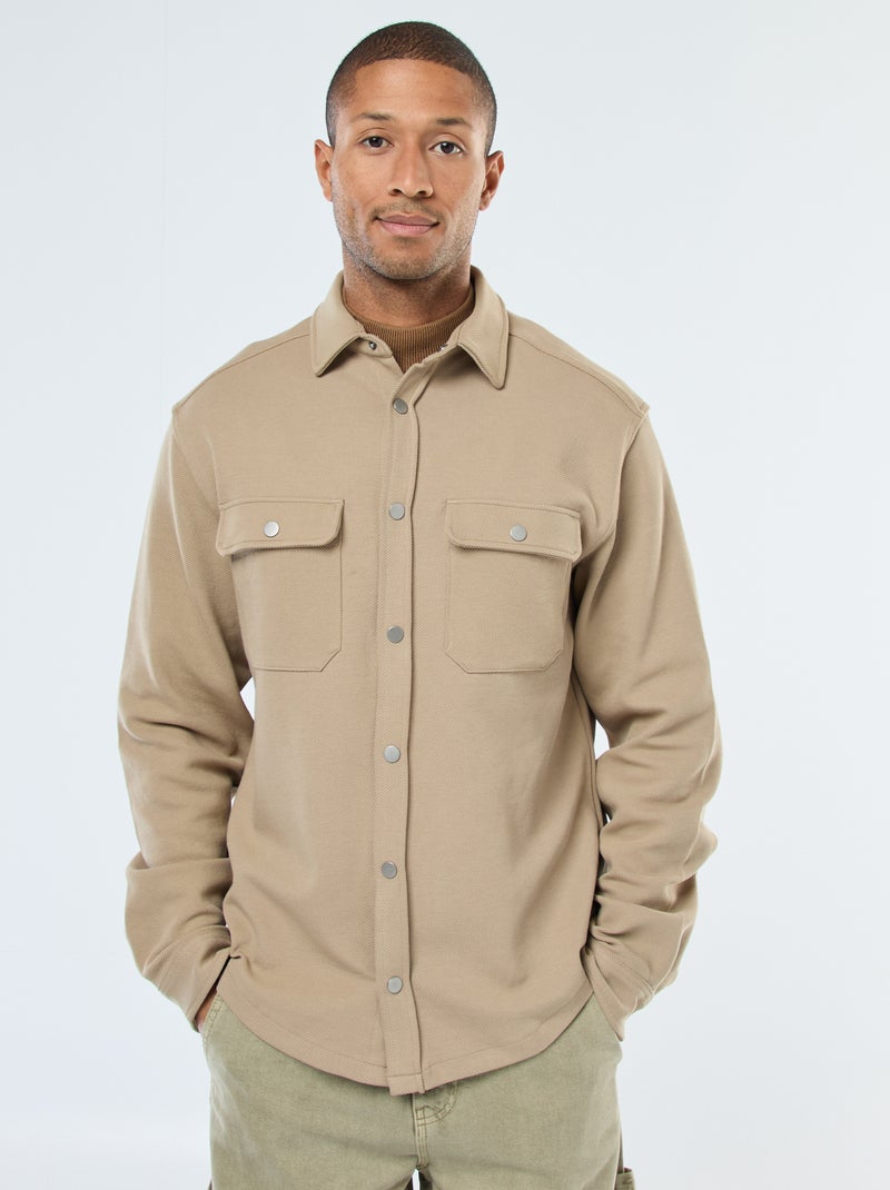 Surchemise avec ouverture pressionnée et 2 poches poitrine Beige - Kiabi