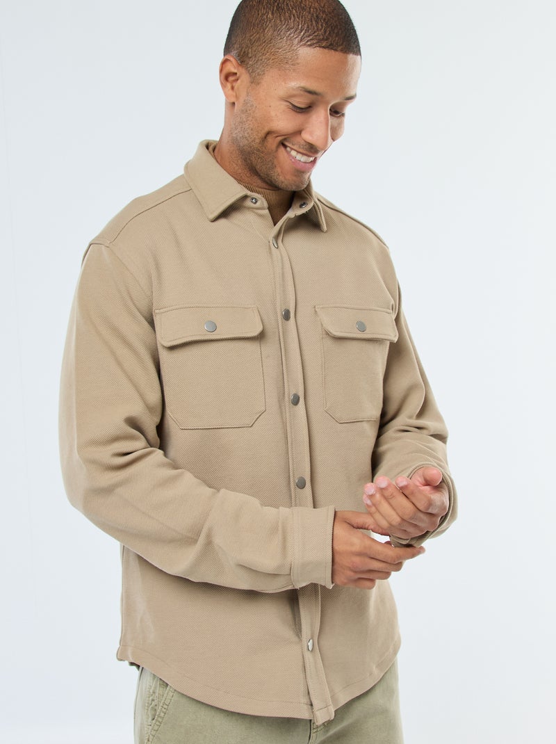 Surchemise avec ouverture pressionnée et 2 poches poitrine Beige - Kiabi