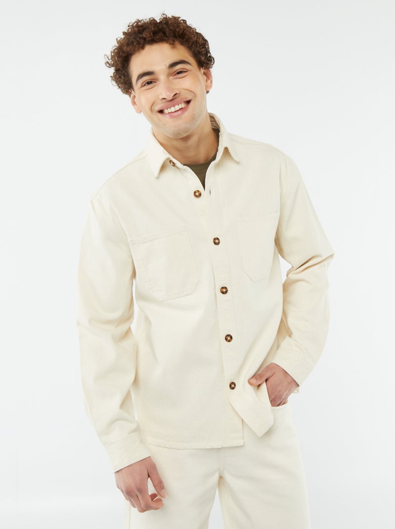 Surchemise boutonnée avec poches plaquées BLANC - Kiabi