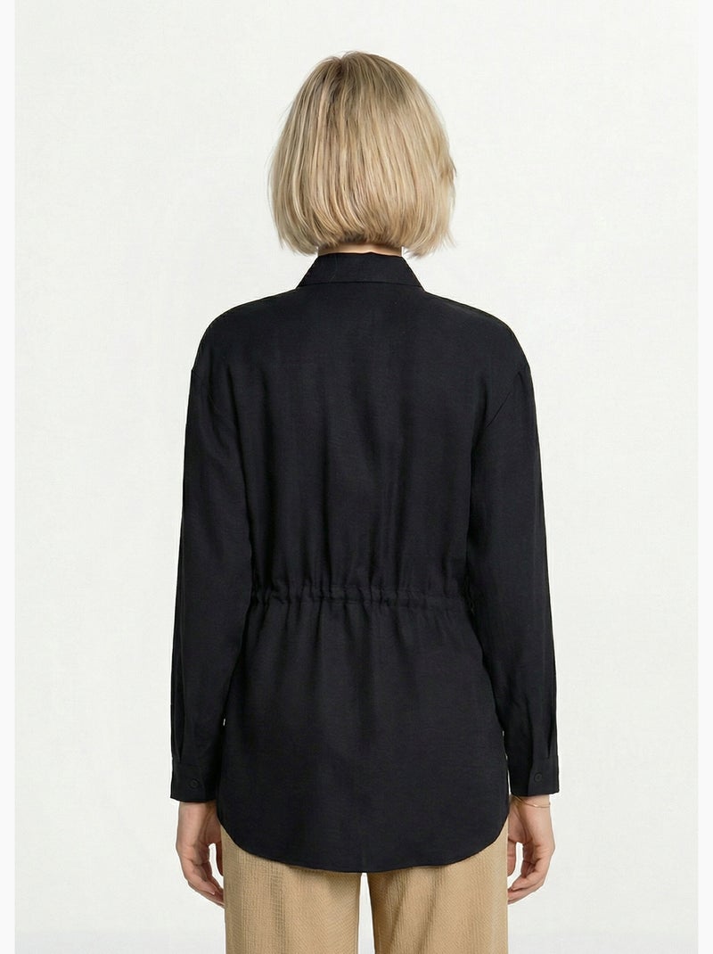 Surchemise boutonnée ceinturée - Afibel Noir - Kiabi
