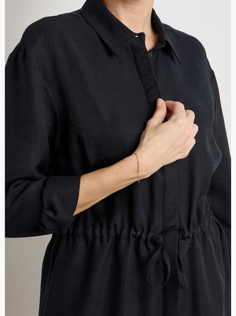 Surchemise boutonnée ceinturée - Afibel Noir - Kiabi