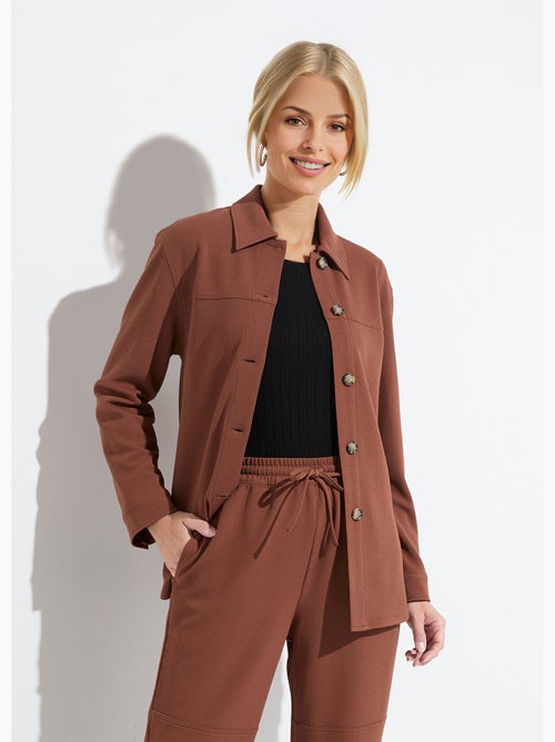 Surchemise boutonnée maille crêpe unie - AFIBEL - Kiabi