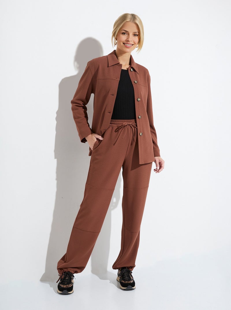 Surchemise boutonnée maille crêpe unie - AFIBEL Marron - Kiabi
