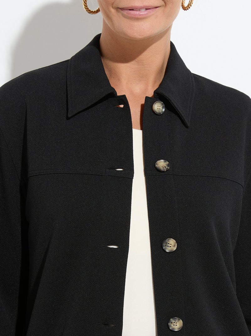 Surchemise boutonnée maille crêpe unie - AFIBEL Noir - Kiabi