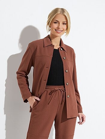 Surchemise boutonnée maille crêpe unie