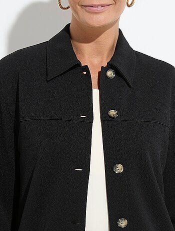 Surchemise boutonnée maille crêpe unie