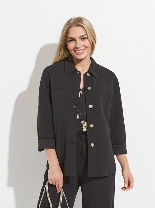 Surchemise boutonnée maille crêpe unie - Kiabi
