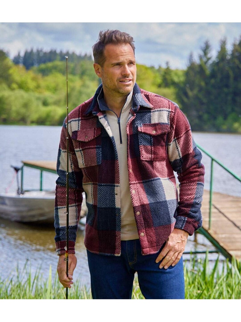 Surchemise carreaux sherpa west   - atlas for men Bleu Rouge Gris - Kiabi