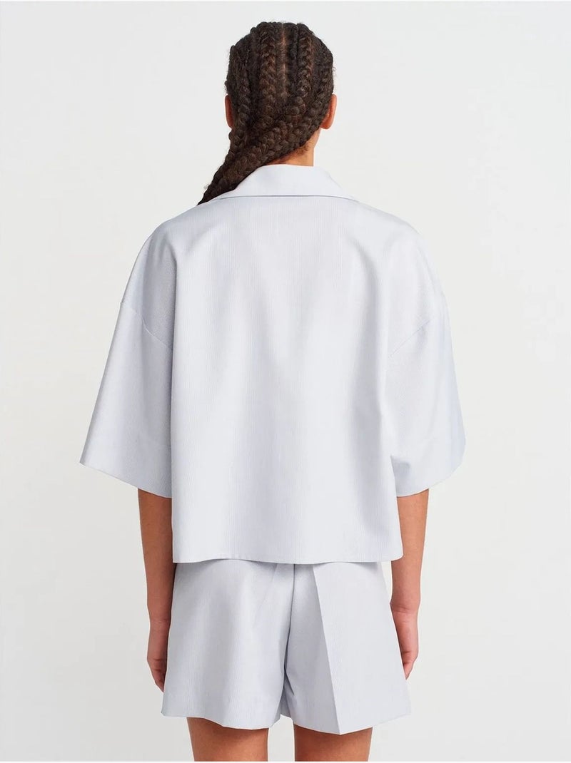 Surchemise courte oversize en crêpe dilvin Bleu clair - Kiabi