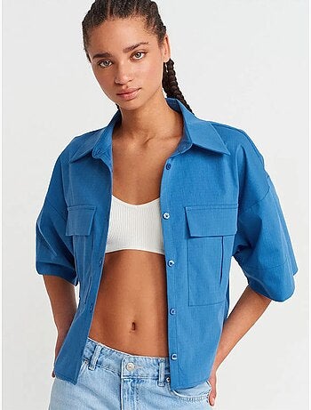 Surchemise courte oversize en crêpe dilvin