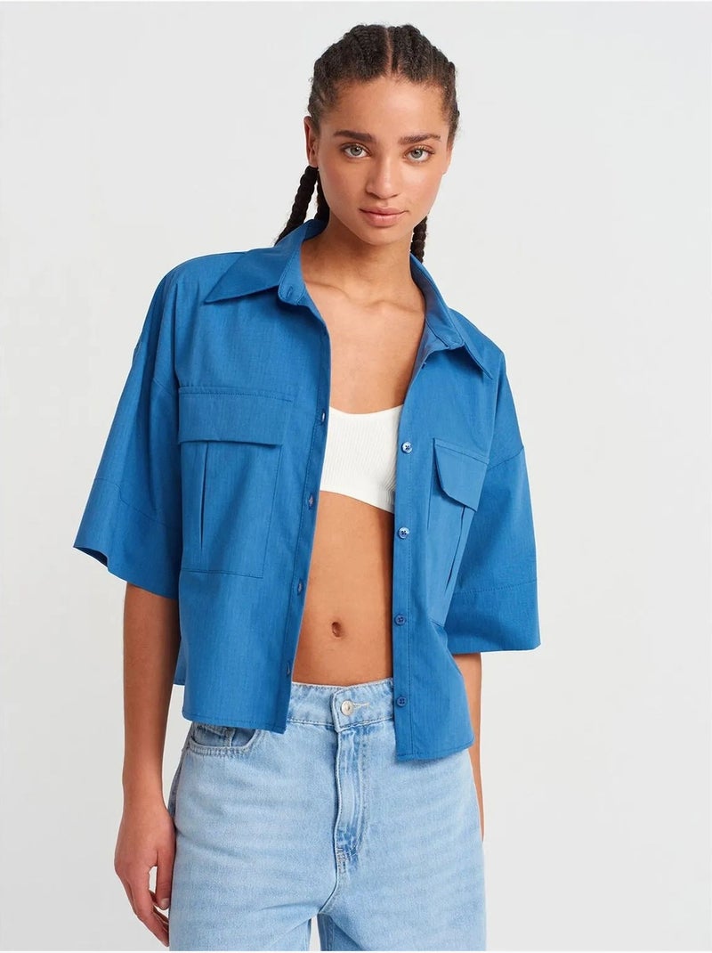 Surchemise courte oversize en crêpe dilvin Bleu électrique - Kiabi