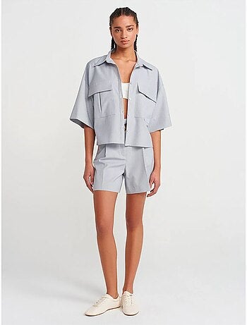 Surchemise courte oversize en crêpe dilvin