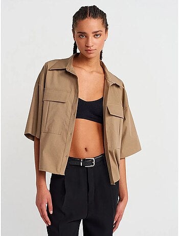 Surchemise courte oversize en crêpe dilvin