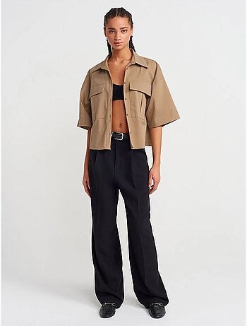 Surchemise courte oversize en crêpe dilvin