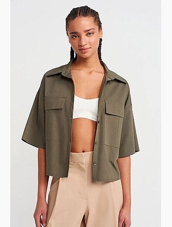Surchemise courte oversize en crêpe dilvin