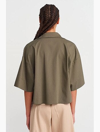 Surchemise courte oversize en crêpe dilvin