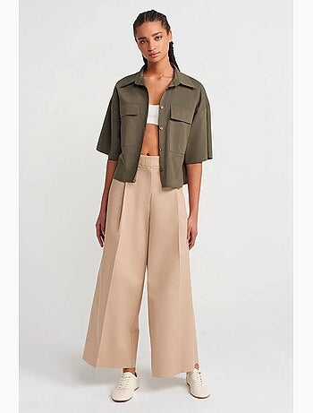 Surchemise courte oversize en crêpe dilvin