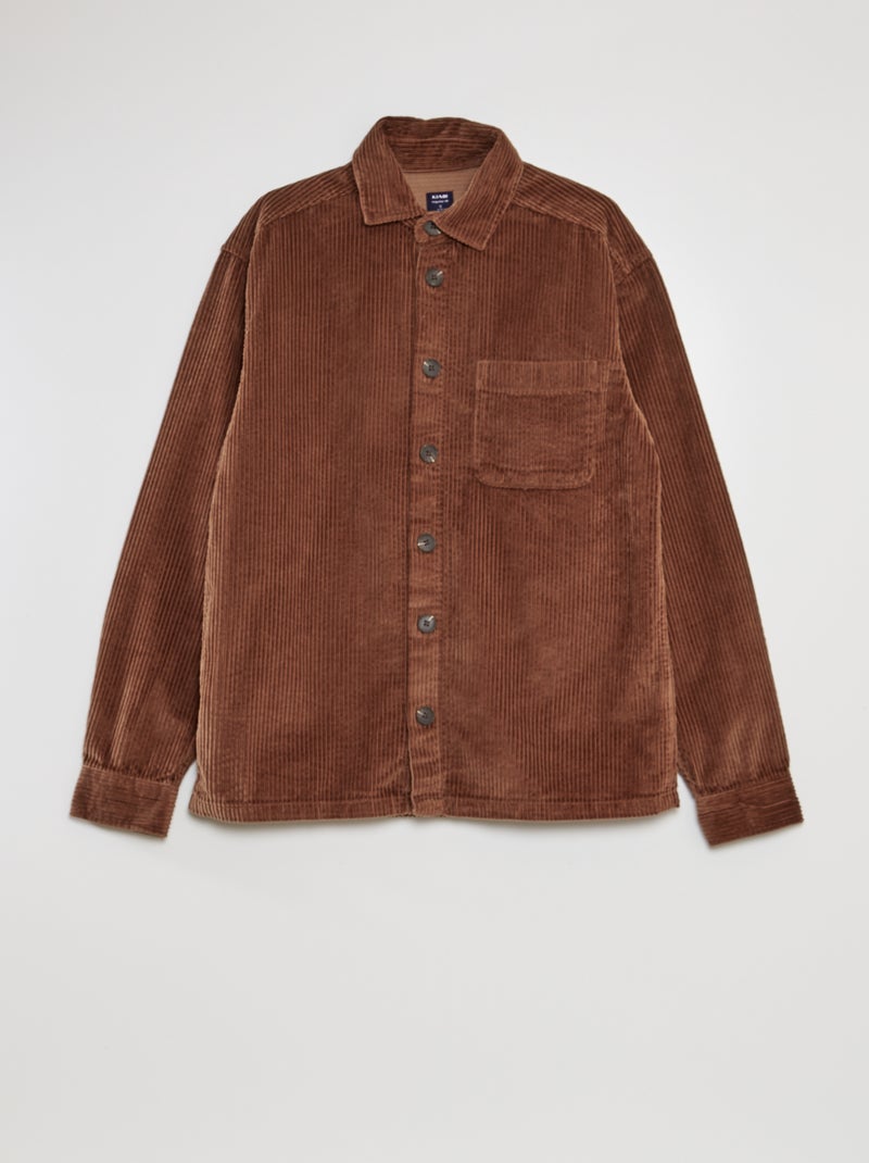 Surchemise droite en velours Marron - Kiabi
