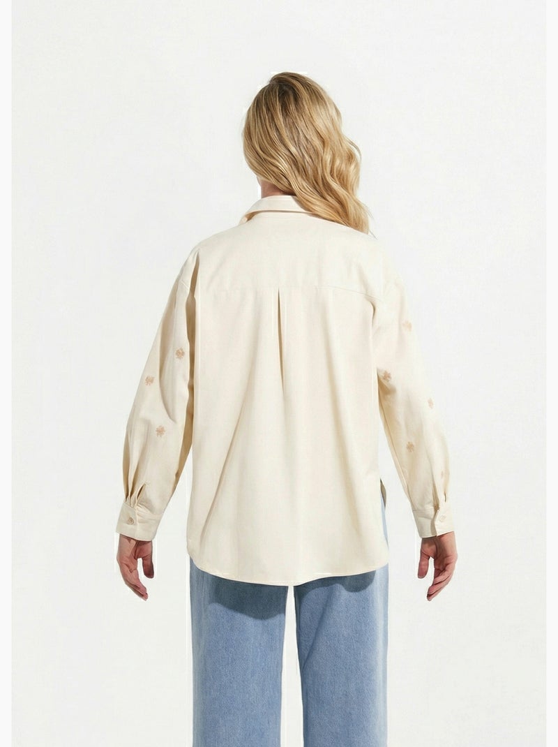 Surchemise en coton avec broderies - afibel Ecru - Kiabi
