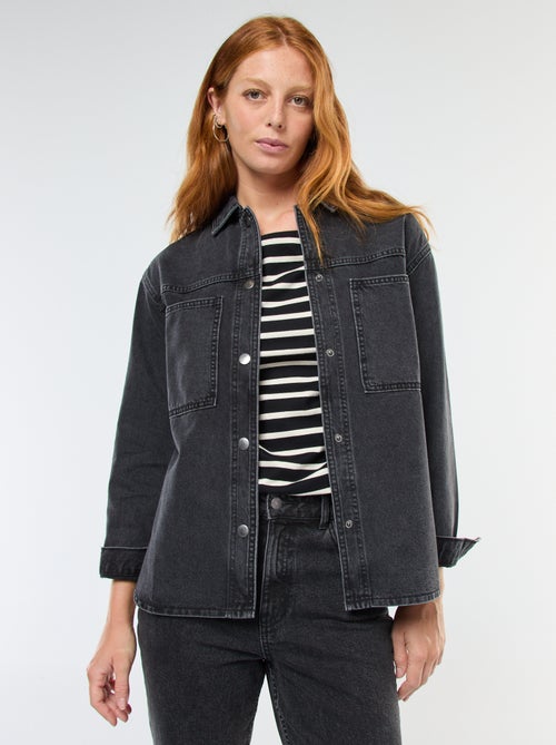Surchemise en denim pressionnée - Kiabi