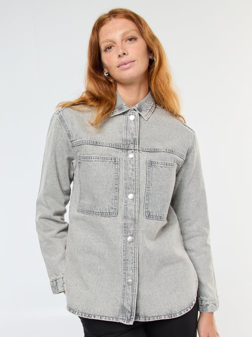 Surchemise en denim pressionnée - Kiabi