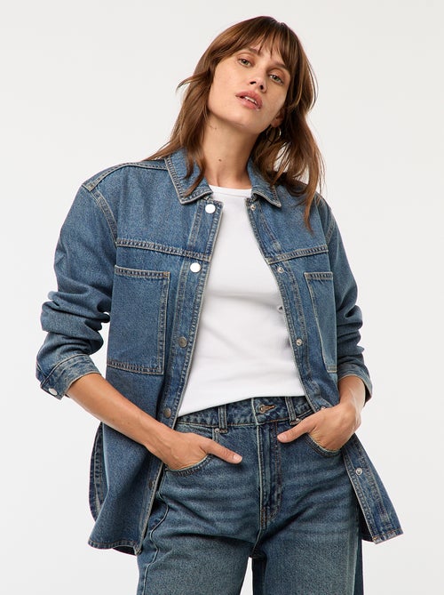 Surchemise en denim pressionnée - Kiabi