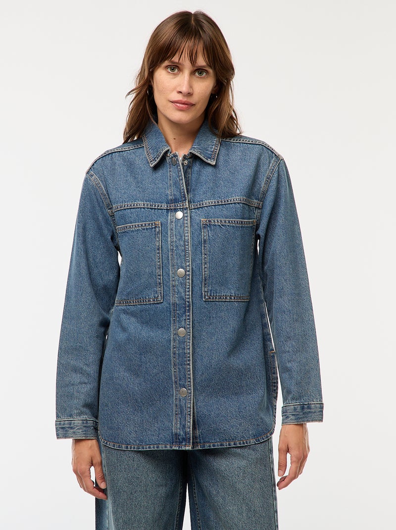 Surchemise en denim pressionnée Stone - Kiabi