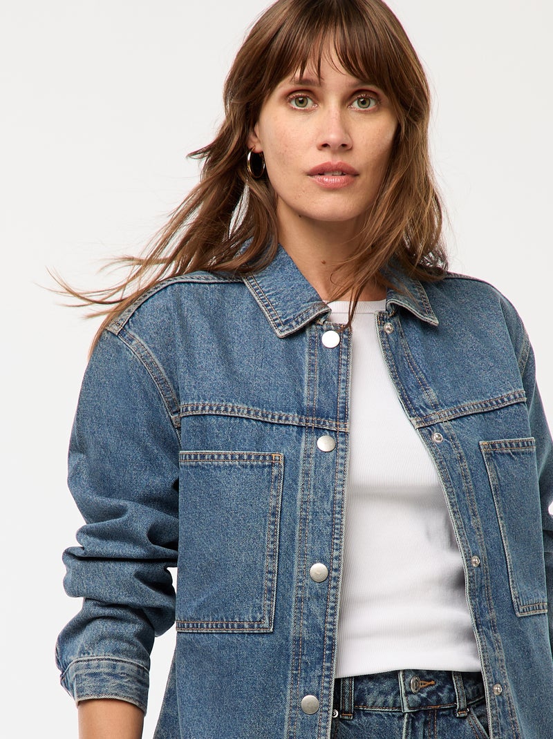 Surchemise en denim pressionnée Stone - Kiabi