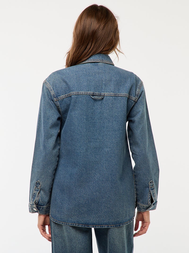 Surchemise en denim pressionnée Stone - Kiabi