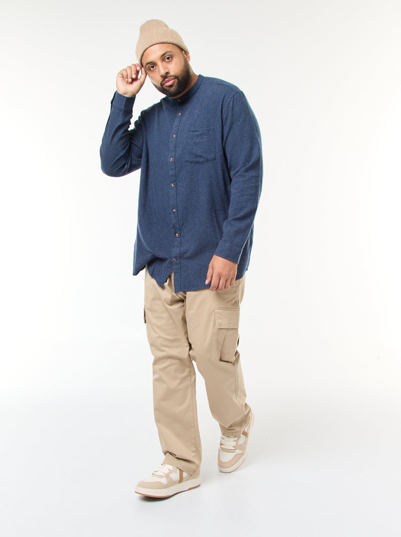 Surchemise en flanelle avec poche poitrine Bleu - Kiabi