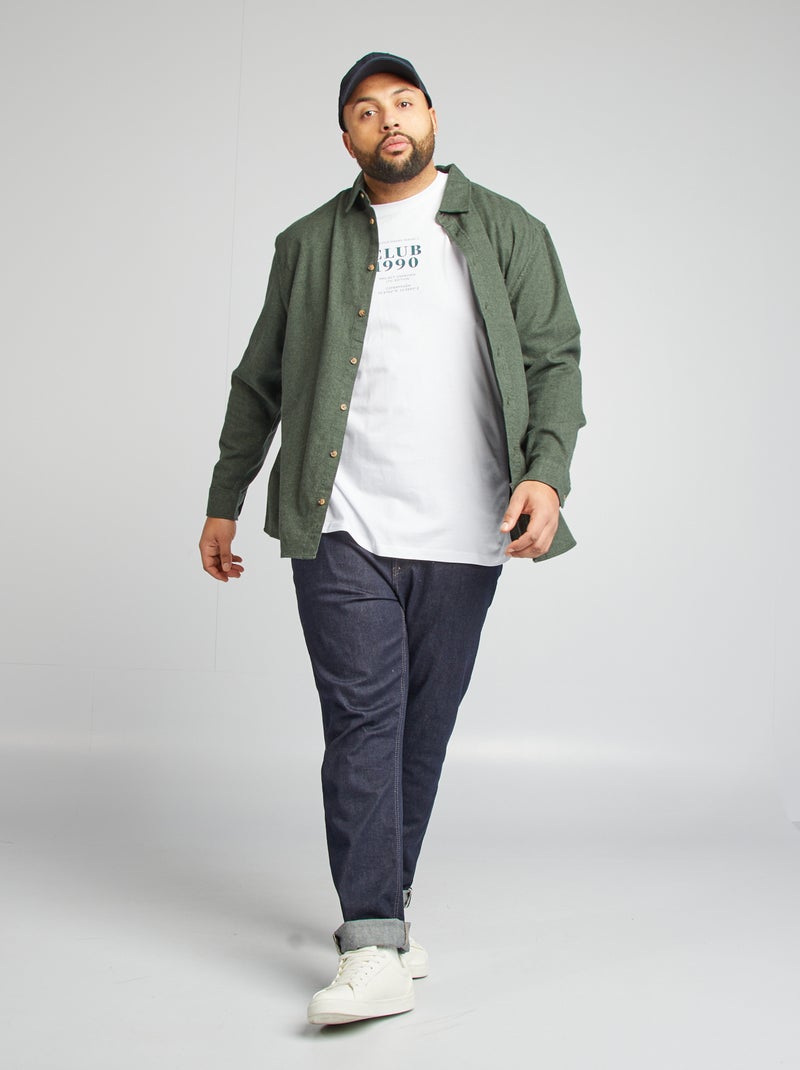 Surchemise en flanelle  Kaki - Kiabi
