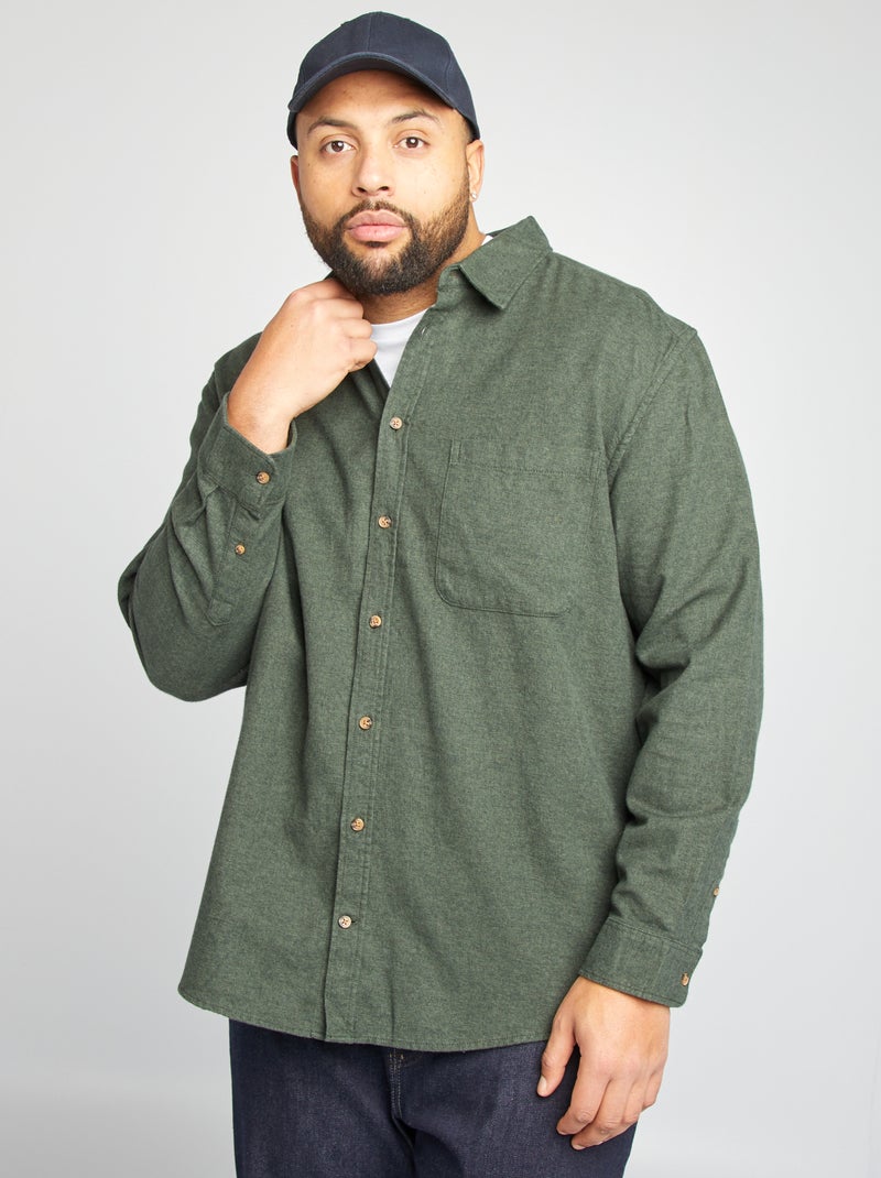 Surchemise en flanelle  Kaki - Kiabi