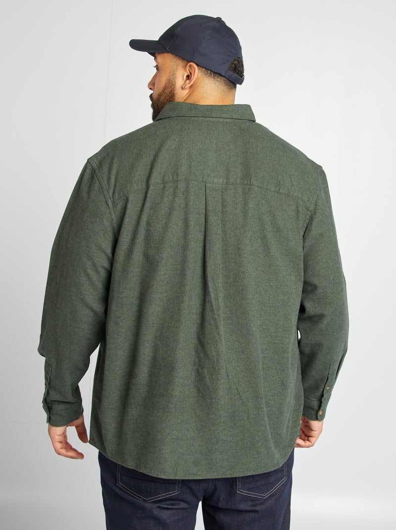 Surchemise en flanelle  Kaki - Kiabi