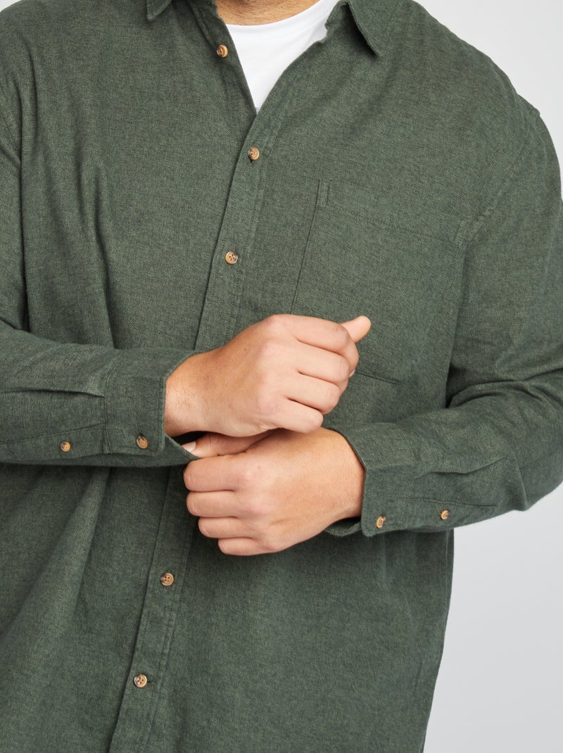 Surchemise en flanelle  Kaki - Kiabi
