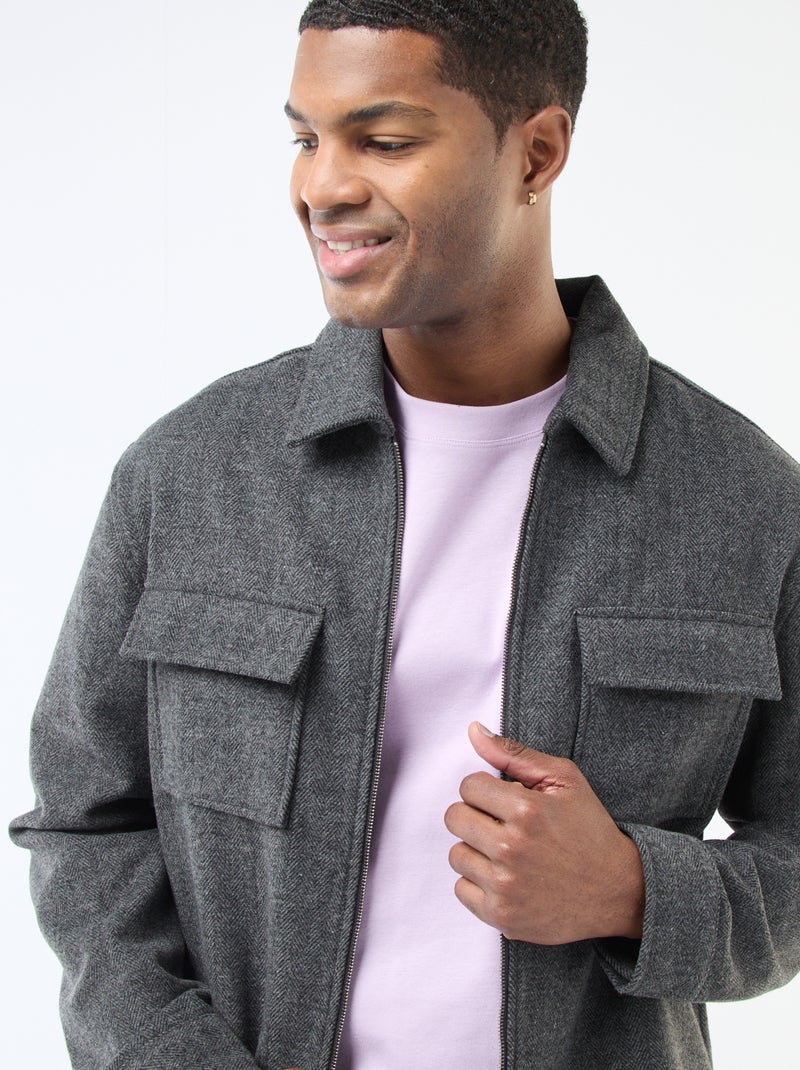 Surchemise en flanelle unie Gris - Kiabi