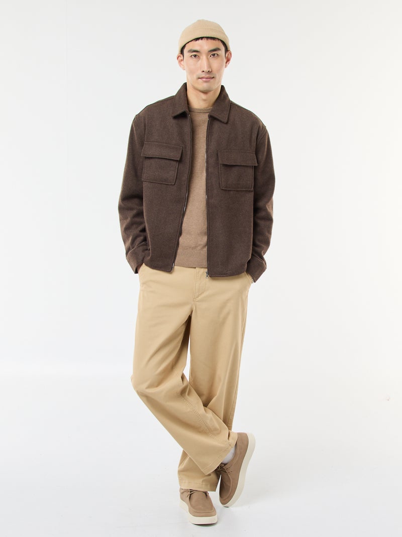 Surchemise en flanelle unie Marron - Kiabi