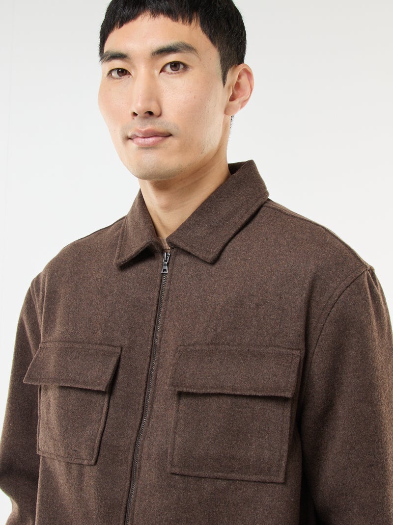 Surchemise en flanelle unie Marron - Kiabi