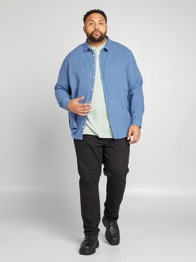 Surchemise en flanelle unie Bleu - Kiabi
