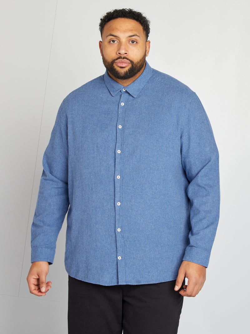 Surchemise en flanelle unie Bleu - Kiabi