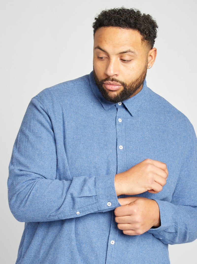 Surchemise en flanelle unie Bleu - Kiabi