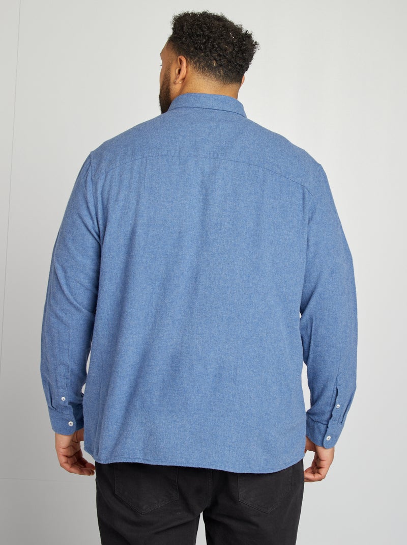 Surchemise en flanelle unie Bleu - Kiabi