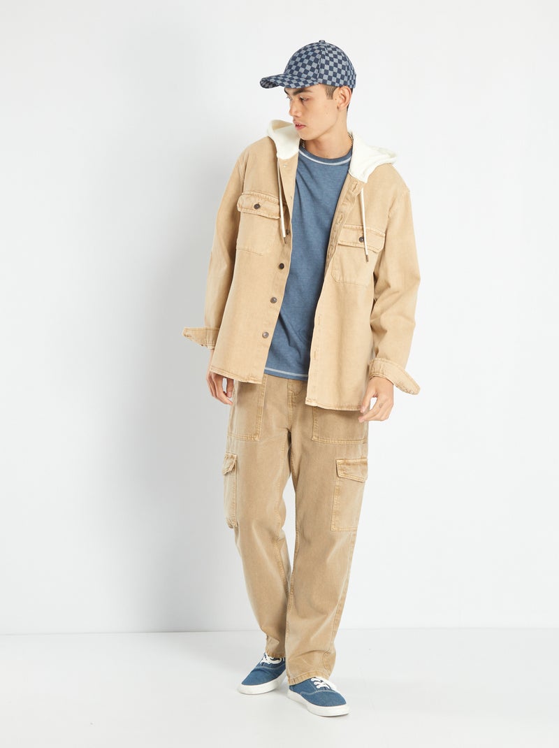 Surchemise en jean à capuche Beige - Kiabi