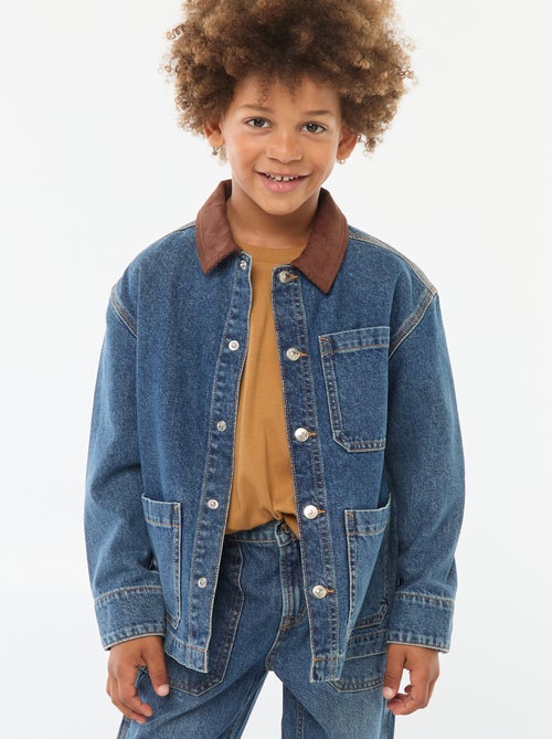 Surchemise en jean avec col en velours - Kiabi