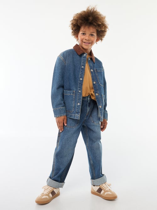 Surchemise en jean avec col en velours - Kiabi