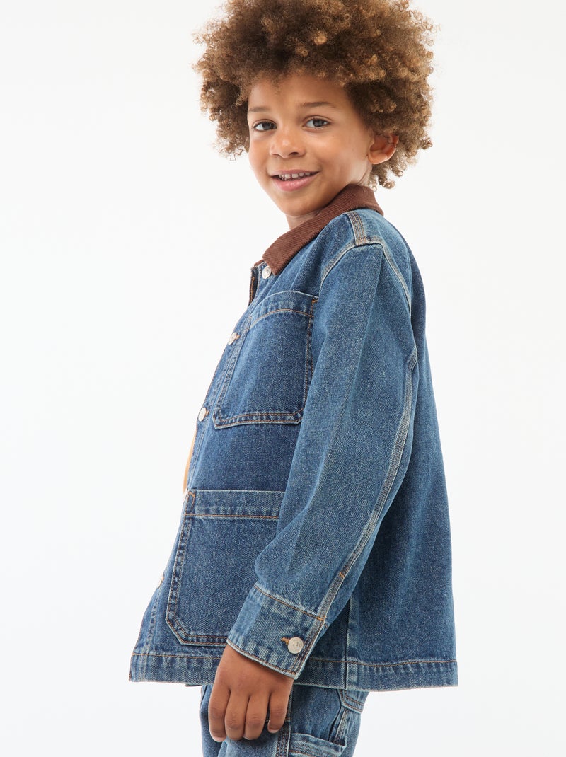Surchemise en jean avec col en velours Bleu - Kiabi