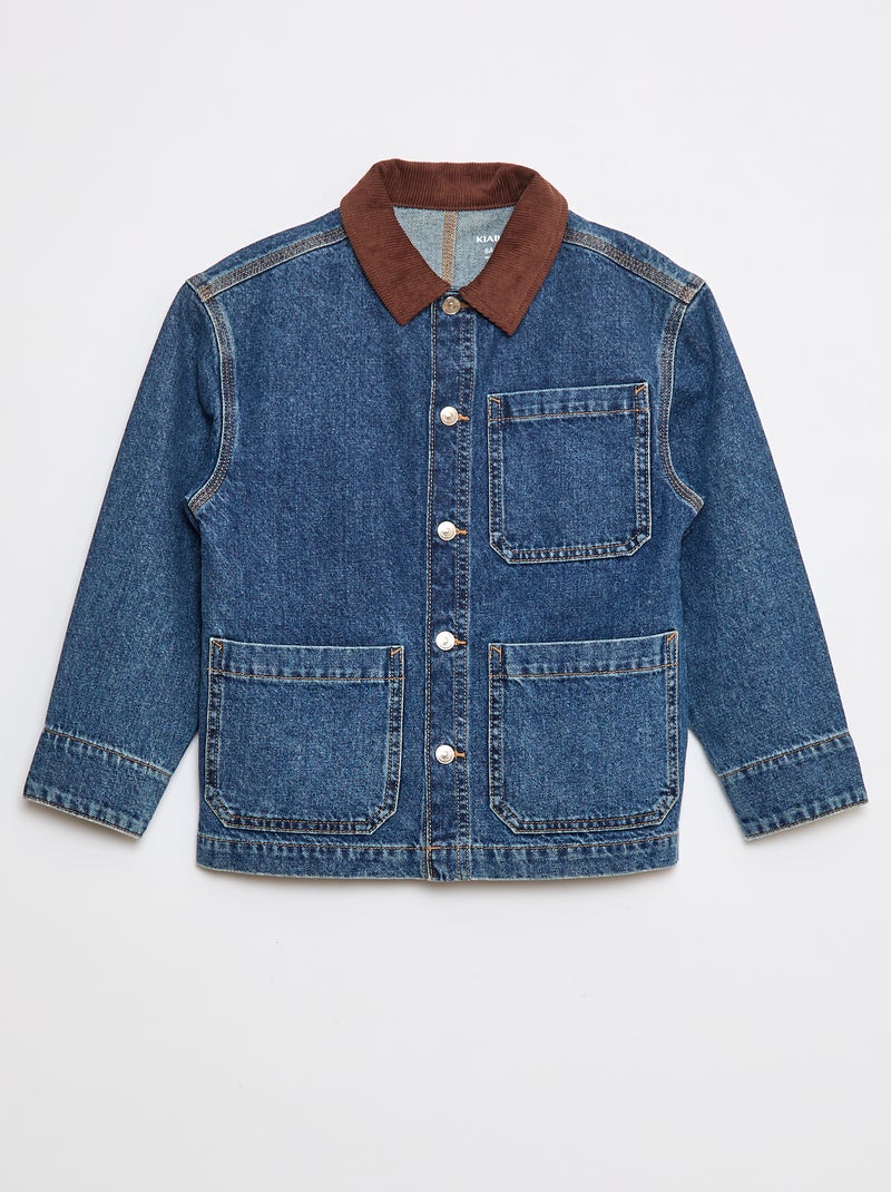 Surchemise en jean avec col en velours Bleu - Kiabi